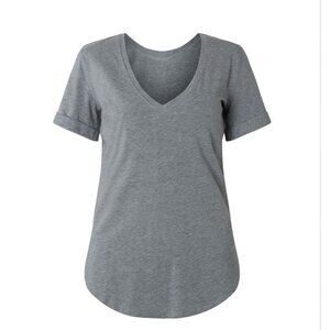 Lululemon Love Tee II Heathered Gray size 6 V-neck short sleeve Cuffed